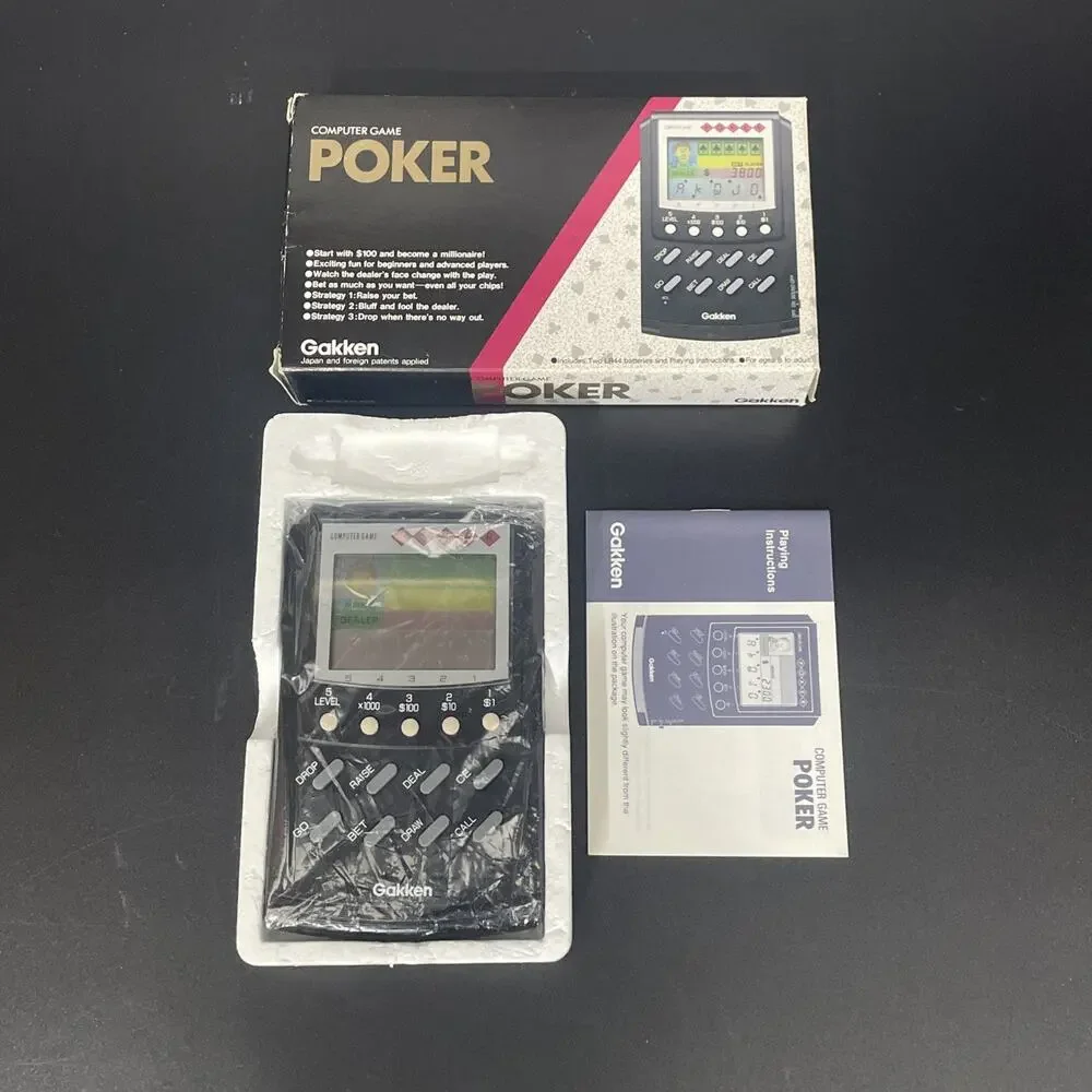 Vintage Poker Game Gakken Computer Electronic Made in Japan Box Instructions
